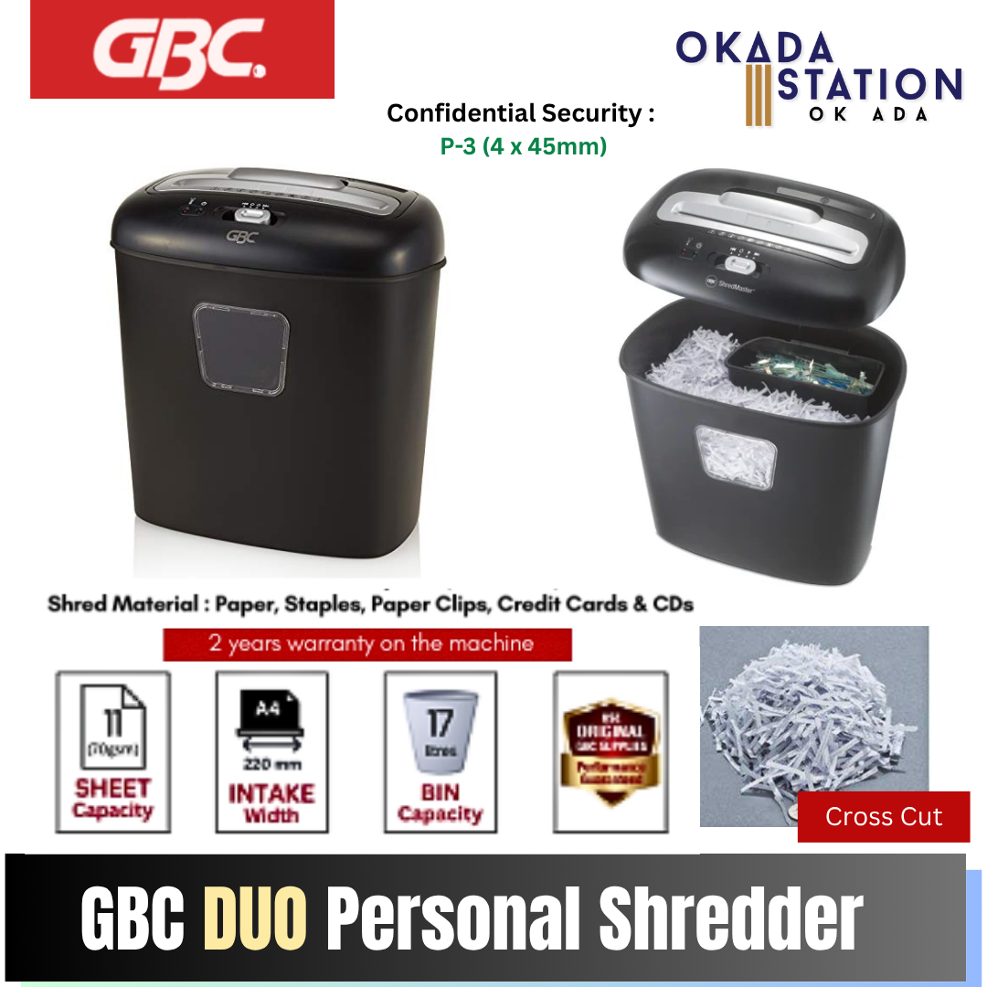 GBC Paper Shredder Shredmaster DUO / DUO / Small Office Paper Shredder / Office Paper Shredder / Personal Shredder / Cross Cut / Mesin Pencincang / Mesin Potong Kertas