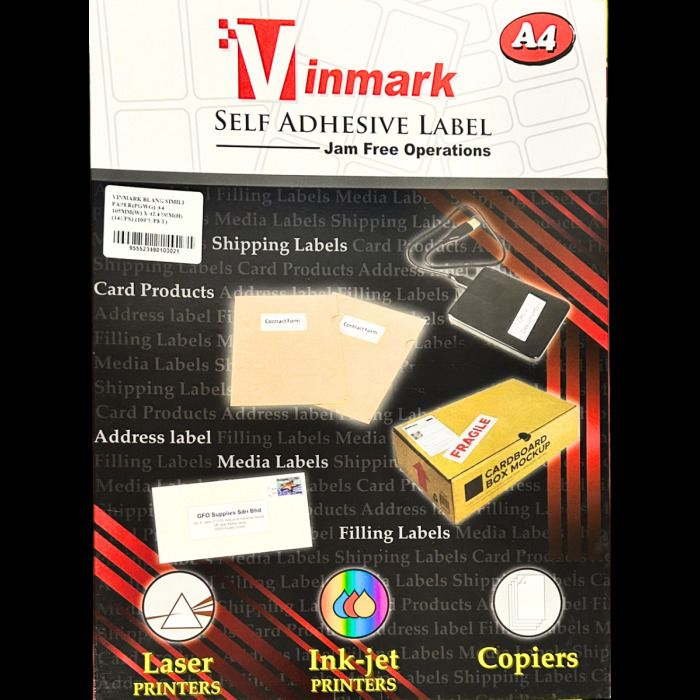 Vinmark Laserjet label 105mm x 74.25mm