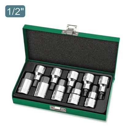TOPTUL 10PCS 1/2 DR. Hex Bit Socket Set GAAD1007
