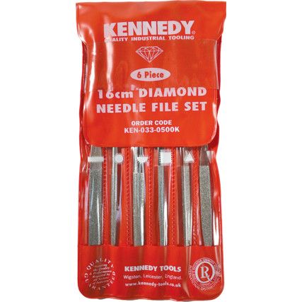KENNEDY KEN0330500K 16cm DIAMOND FILE SET 120/140 GRAIN-6PCE