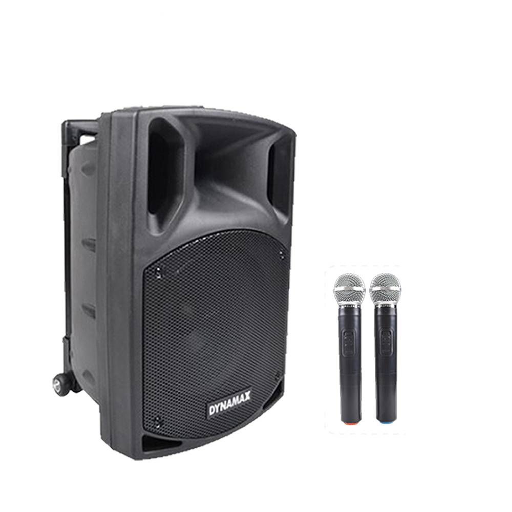 Portable Speaker Pa system 15 inchs with wheel + 2 wireless mic