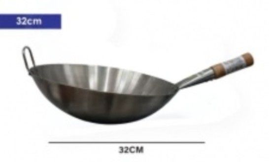 SWC 0704 SS SINGLE WOOD HDL WOK 32CM