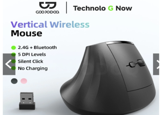 GOOJODOQ ergonomic vertical wireless mouse / 2.4ghz / 5 dpi levels / silent click