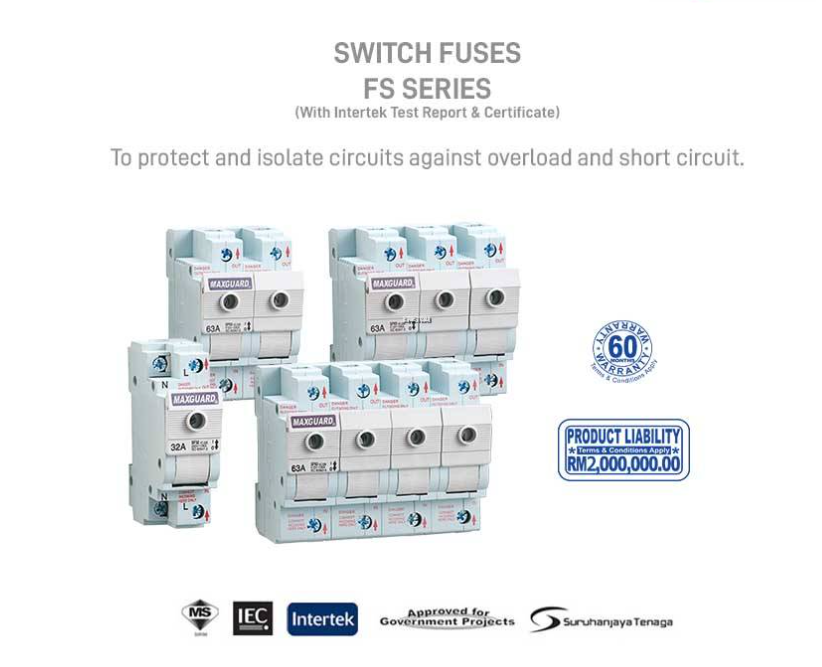 MAXGUARD SWITCHFUSES SF232 32A / SF263 63A 1P + N