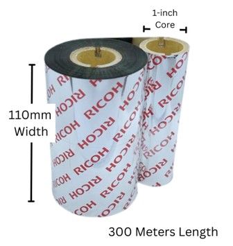 110mm X 300m RICOH Wax Resin B110A (Suitable For Zebra)