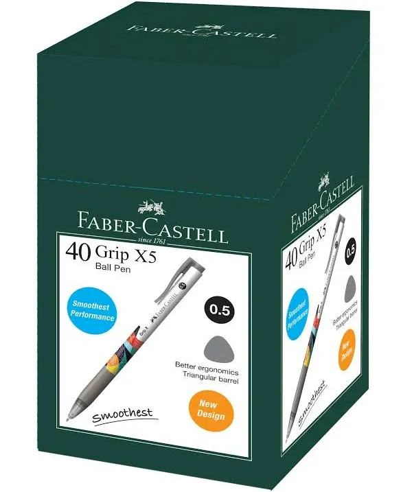 Faber castle Ball Pen click X5 0.5mm (1 box-40 pcs) -black