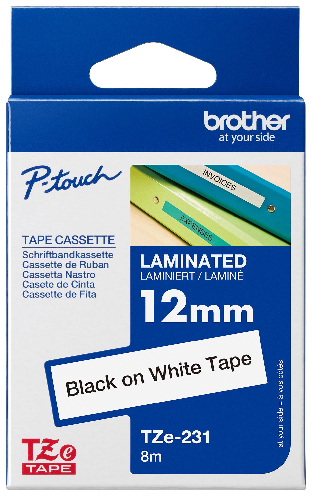 Brother Tape TZE Black On White