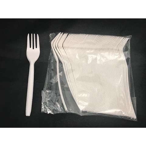 QP PLASTIC SPOON/FORK 6" 50PCS (WHITE)