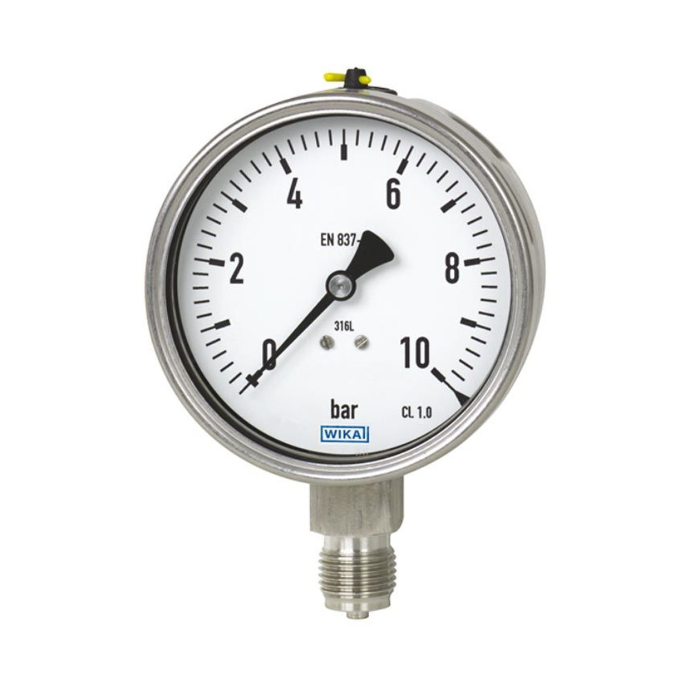 WIKA NPT 1/2 Analogue Pressure Gauge 6bar Bottom Entry 100mm Outside Diameter 48680923