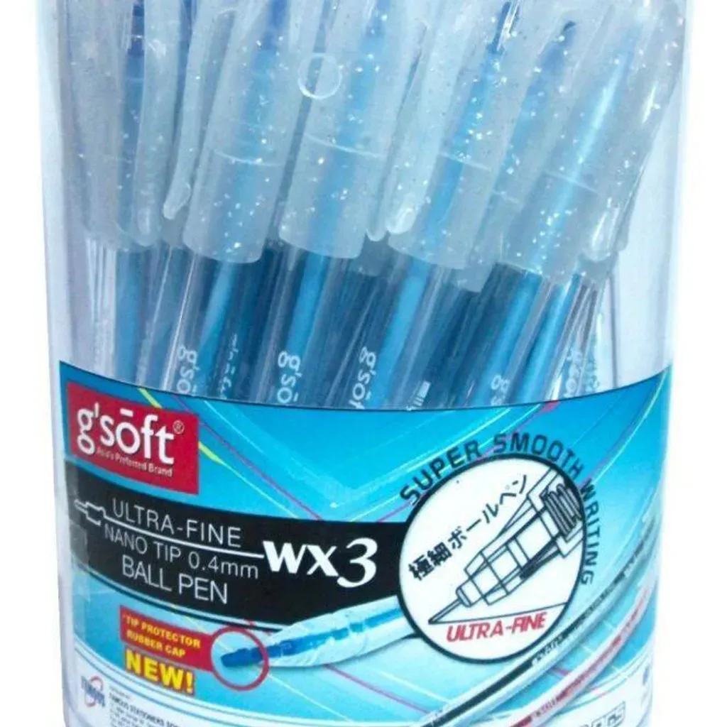 Others *G'Soft Semi Gel Ink WX3 Pen | Nano Tip 0.4mm Ultra Fine blue