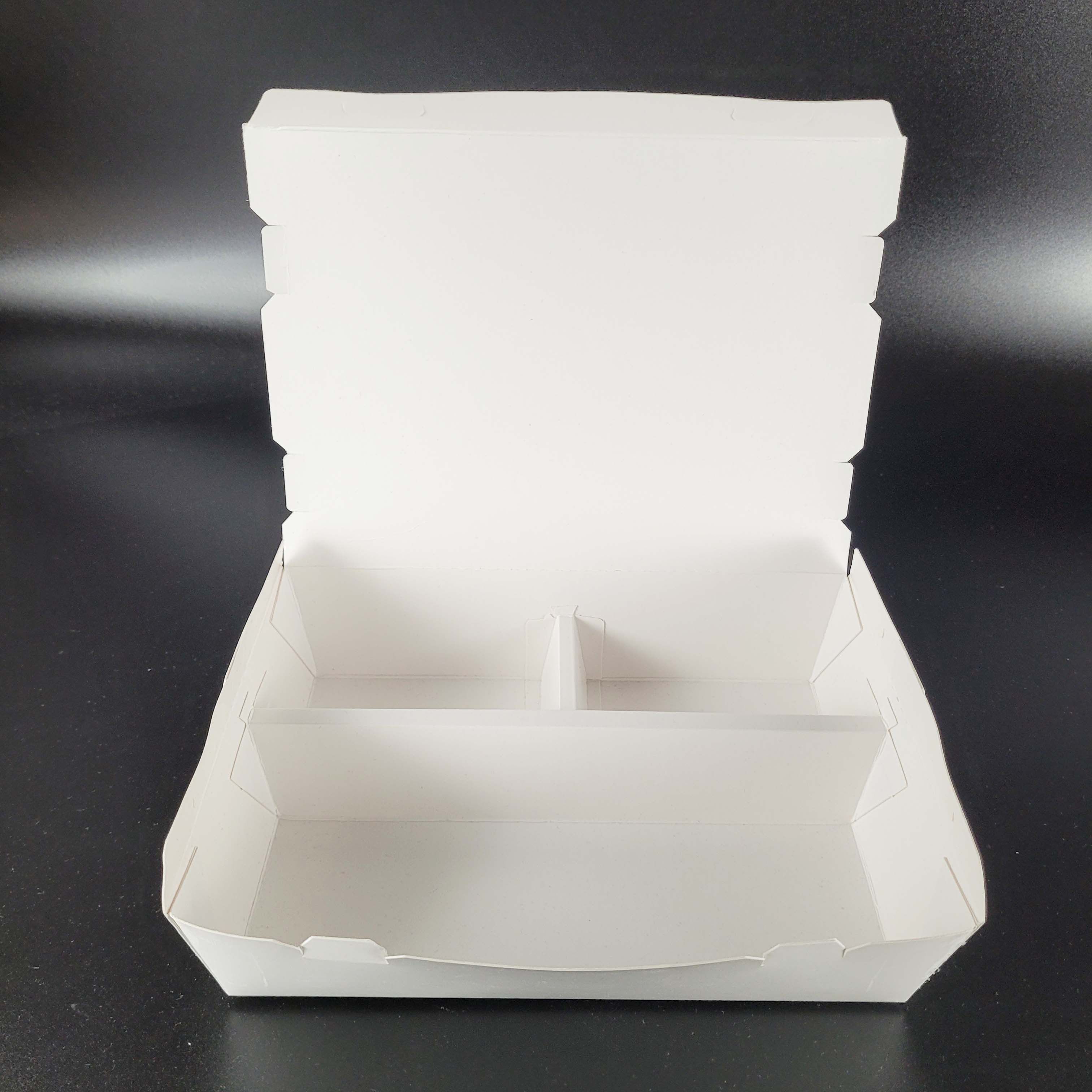 PLAIN WHITE 3LR COMPARTMENT PAPER LUNCH BOX 320GSM (500PCS/CTN)