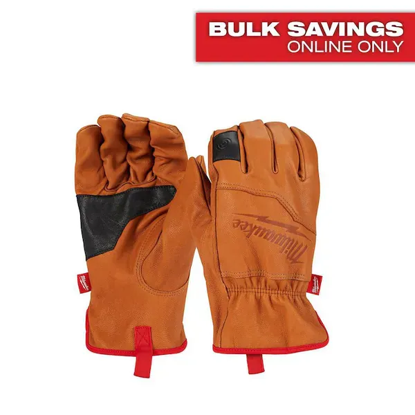 Milwaukee High impact leather gloves- MILWAUKEE GOATSKIN LEATHER HAND GLOVES [S/M] 48-73-0010/11 -