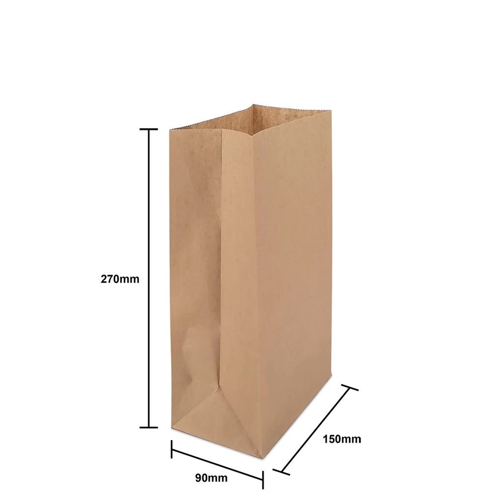 Takeaway SOS Food Grade Brown Paper Bag - 1pack/100pcs
