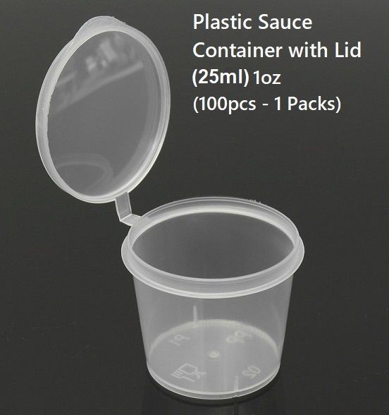 QP PLASTIC SAUCE CONTAINER WITH LIDS 100PCS 1OZ 25MM