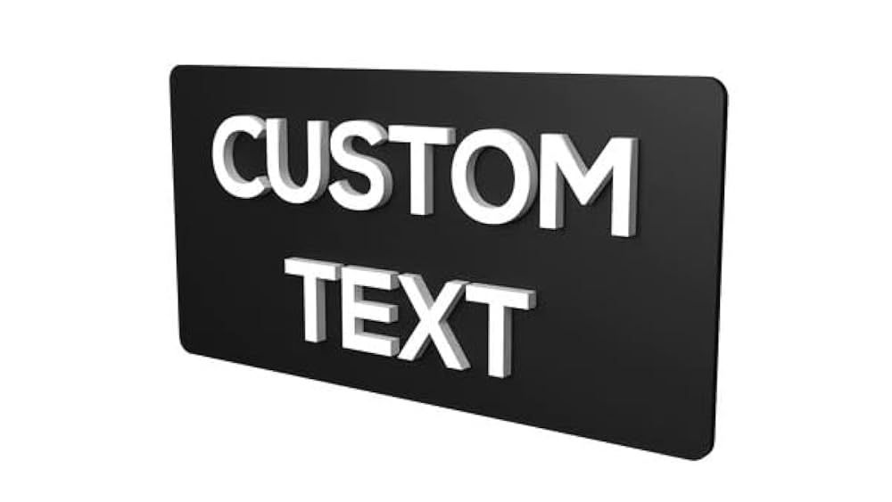 Black acrylic plates with white wording (120mmL x 90mmW)