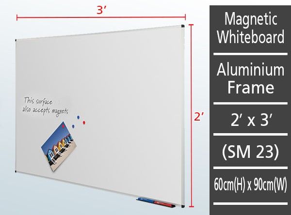 Board Whiteboard 600mm x 900mm (2' x 3') Single Sided Magnetic On Aluminium Frame Writebest M-23