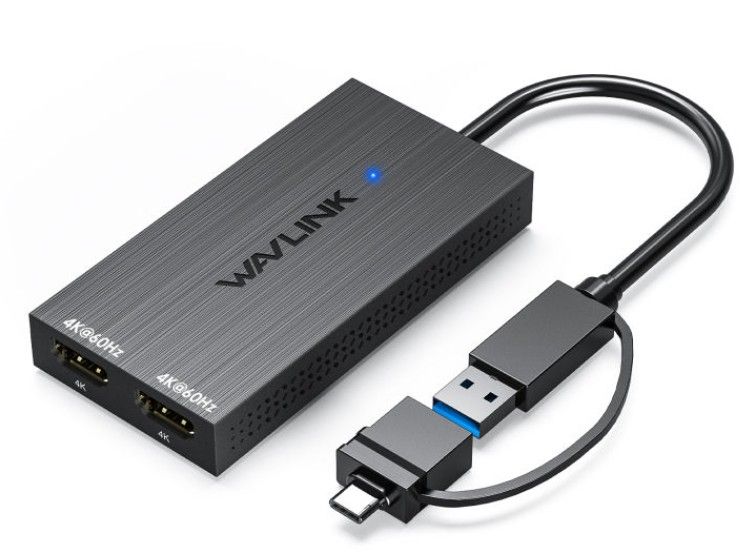 WAVLINK USB 3.1/USB C to Dual HDMI Adapter, DisplayLink Dual 5K@60Hz Monitor Hub for Dell HP Surface Lenovo, Compatible with Windows and M1/M2/M3 Mac