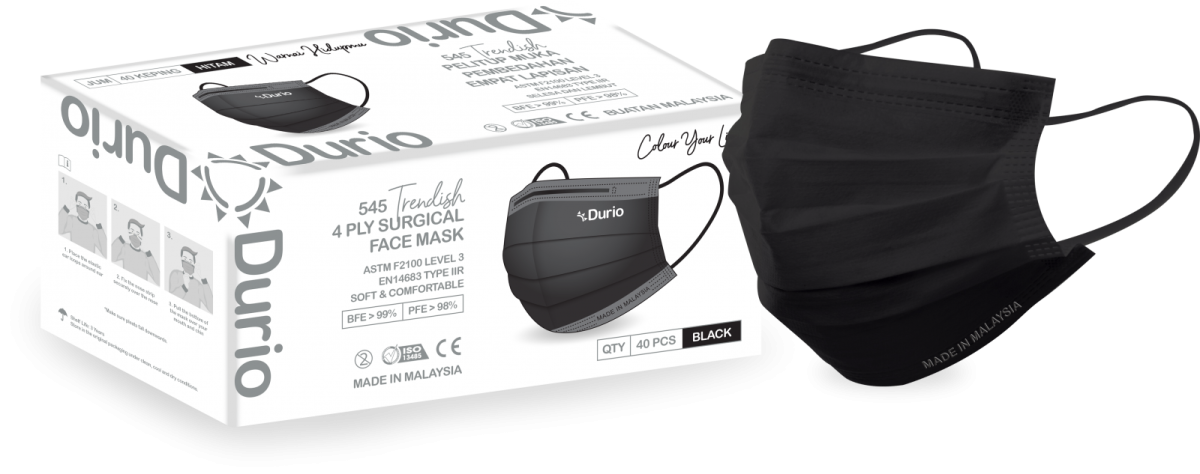 QP DURIO 545 TRENDISH 4 PLY SURGICAL FACE MASK FGD545/EL/BL