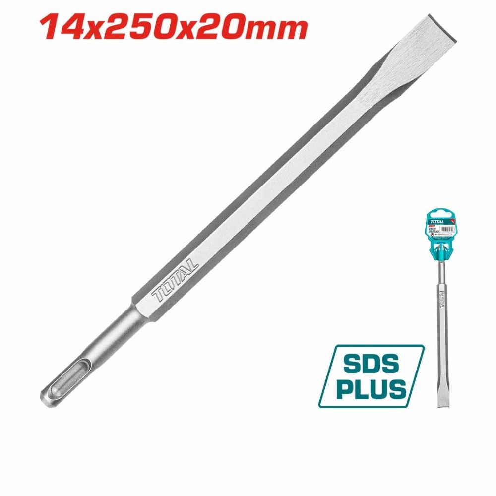TOTAL - SDS PLUS Chisel -Pointed(T-TAC1511141), Flat( T-TAC15121411/20mm(w) & T-TAC15121412/40mm(w))