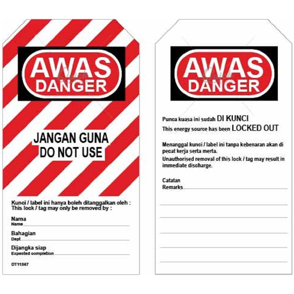 SAFETYWARE LOCKOUT TAG – DO NOT USE@JANGAN GUNA (FRONT) / THIS ENERGY SOURCE HAS BEEN LOCKOUT OUT (BACK)_2SIDE PRINTING_DT0082R1