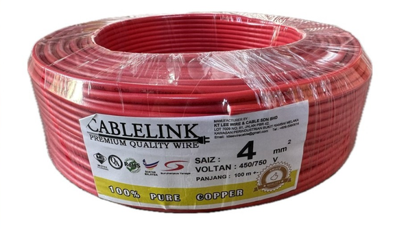 SE SETIA ELECTRIC CABLE LINK 4.0MM PVC CABLE (SIRIM) RED
