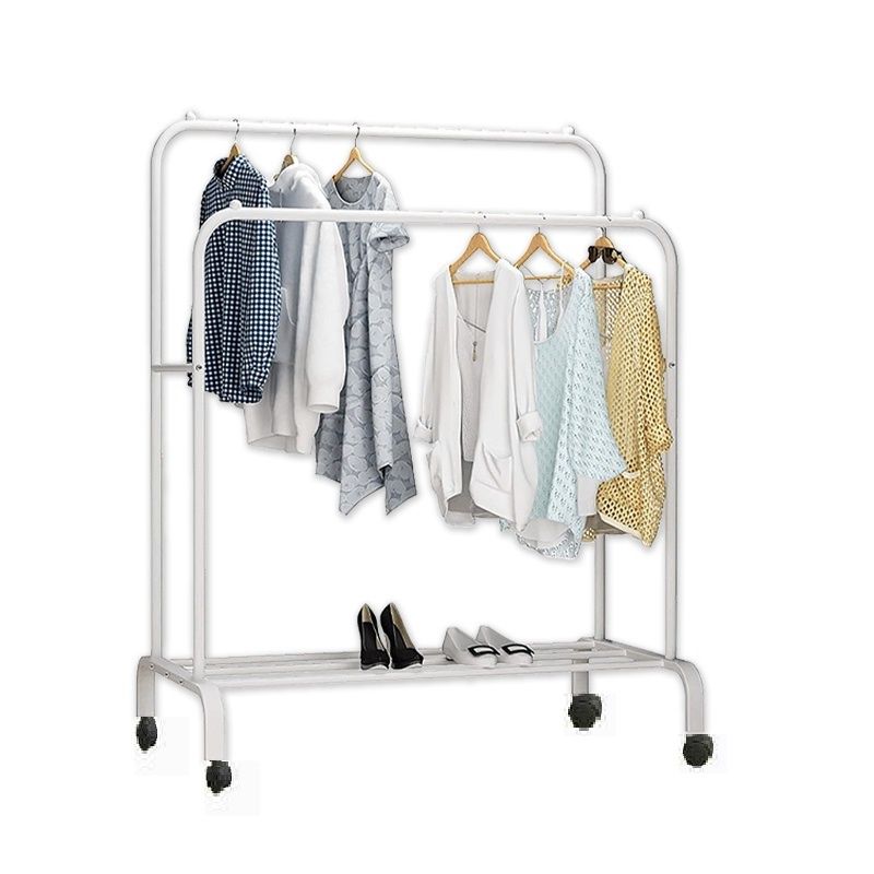 Strong Steel Structure Laundry Rack Single With Wheel Cloth Clothes Rack Hanging Organizer - 90 cm - 1 layer - WHITE
