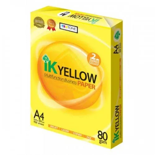 IK YELLOW A4 PAPER 80GSM (450/500 SHEETS PER REAM) FREE DELIVERY & LOCAL SUPPLIER