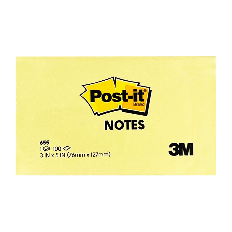 QP 3M Post It Notes 655 3''x5'' - Yellow