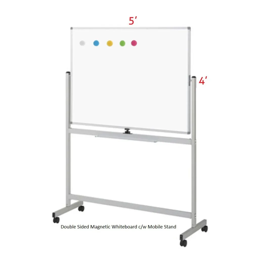 OCHA MAGNETIC WHITE FLIP CHART BOARD WITH WHEEL 4' X 5'