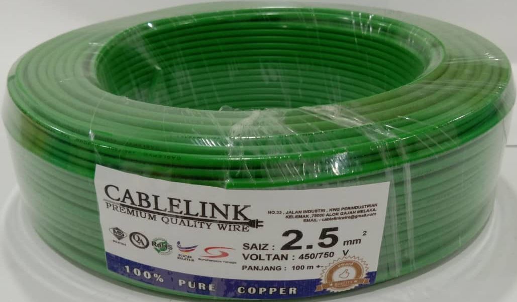 SE SETIA ELECTRIC CABLE LINK 2.5MM SINGLE CABLE (SIRIM) GREEN