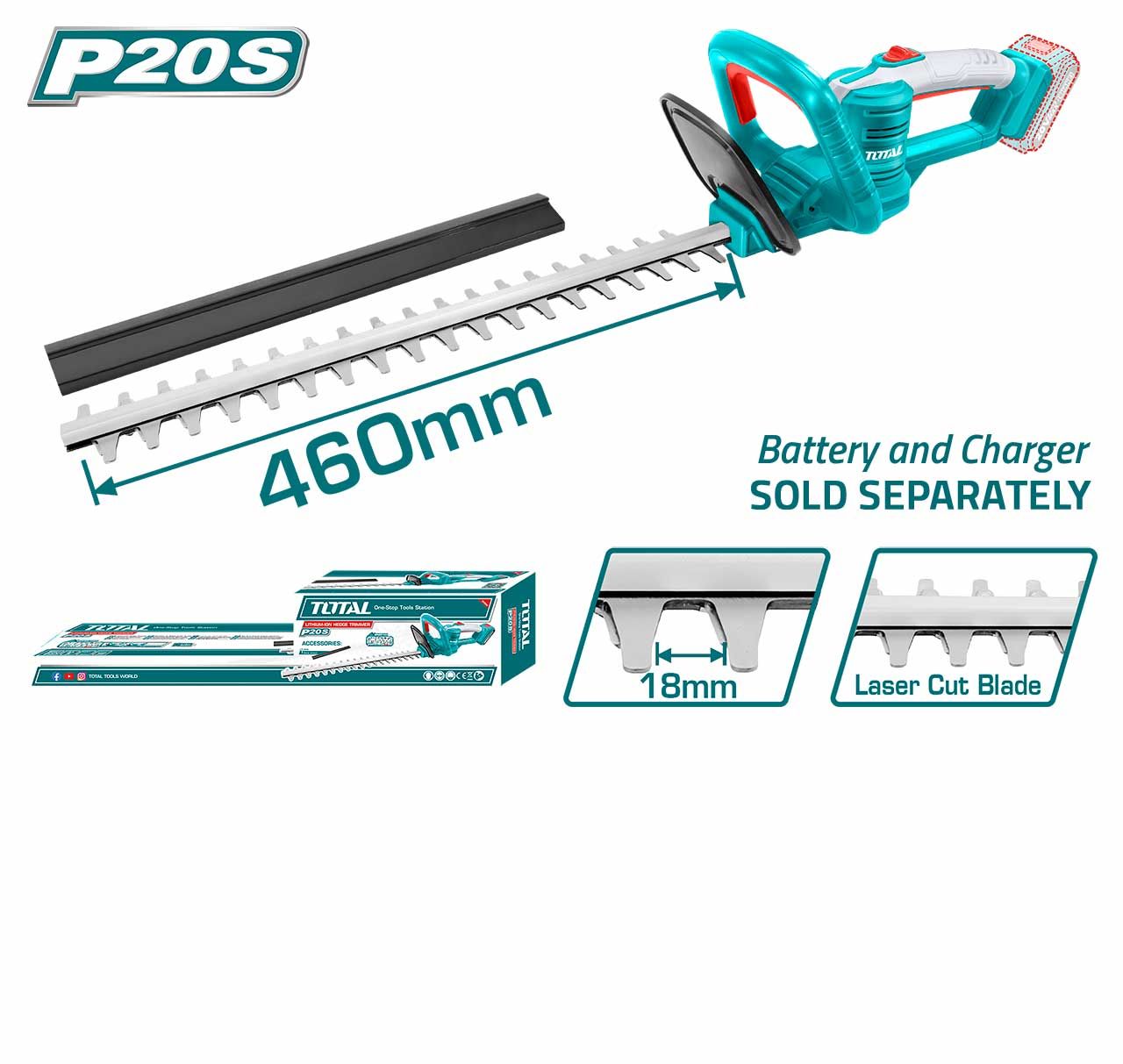 TOTAL( Li-Ion) P20S TOTAL - P20S Li-Ion Hedge Trimmer (T-THTLI20018) - Bare Tool Only & Combo Set / trimmer / Hedge Trimmer / Gardening Trimer / Tree Trimmer / P20 Series