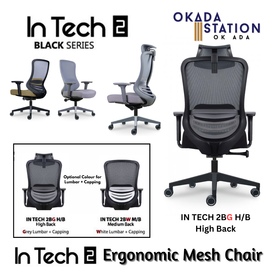 CLASSIC CHAIR IN TECH 2 ERGONOMIC OFFICE MESH CHAIR WITH PP LEG - ALL SIZE (PU LEATHER) / CLASSIC CHAIR / MESH SERIES / IN TECH 2 SERIES / ERGONOMIC OFFICE CHAIR / MESH CHAIR / ERGONOMIC MESH CHAIR / OFFICE CHAIR / CHAIR / IN TECH 2
