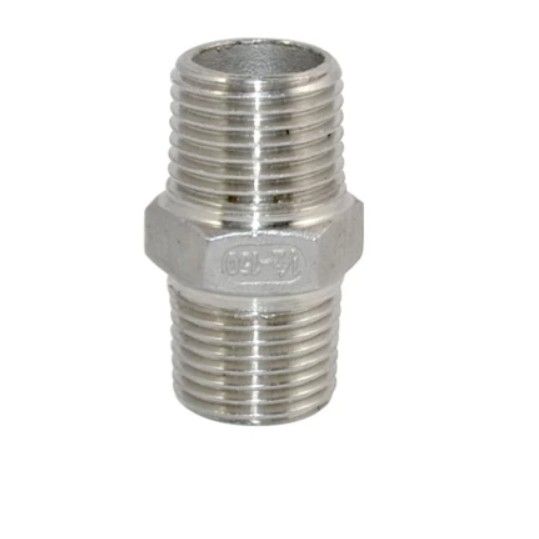 CS ½” NPT MALE X 1” NPT MALE HEX NIPPLE CS