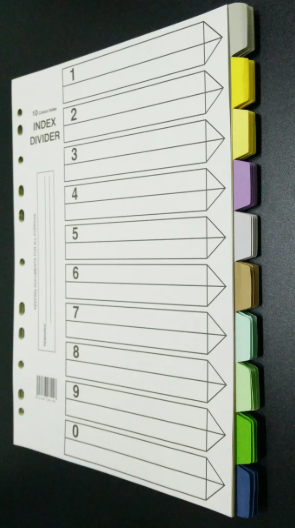 Colour Paper Index Divider A4 10 Colour