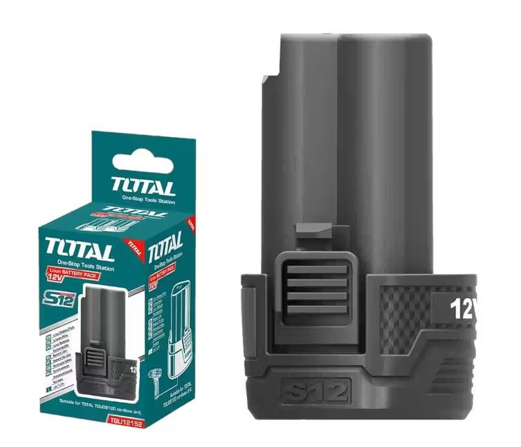 TOTAL (Li-Ion) S12 TOTAL - S12 Li-Ion 1.5Ah Battery pack (T-TBLI12152) - Battery Suitable For All S12 Tool / 12V Battery / 1.5Ah / S12 Battery / S12 Series / S12 Series Power Tool Battery