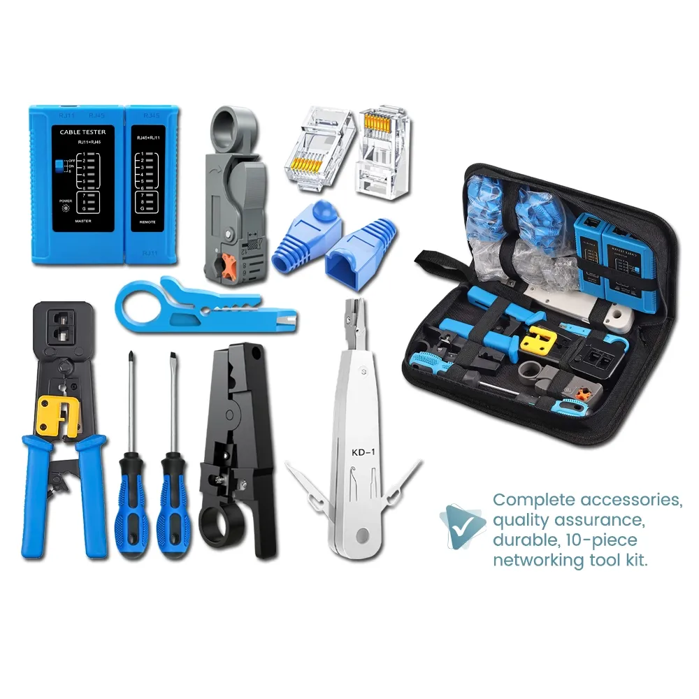 PROFESSIONAL RJ45 EZI CRIMPING TOOLS KIT SET RJ11/RJ12/CAT6 CONNECTORS/ COVERS & TOOLS