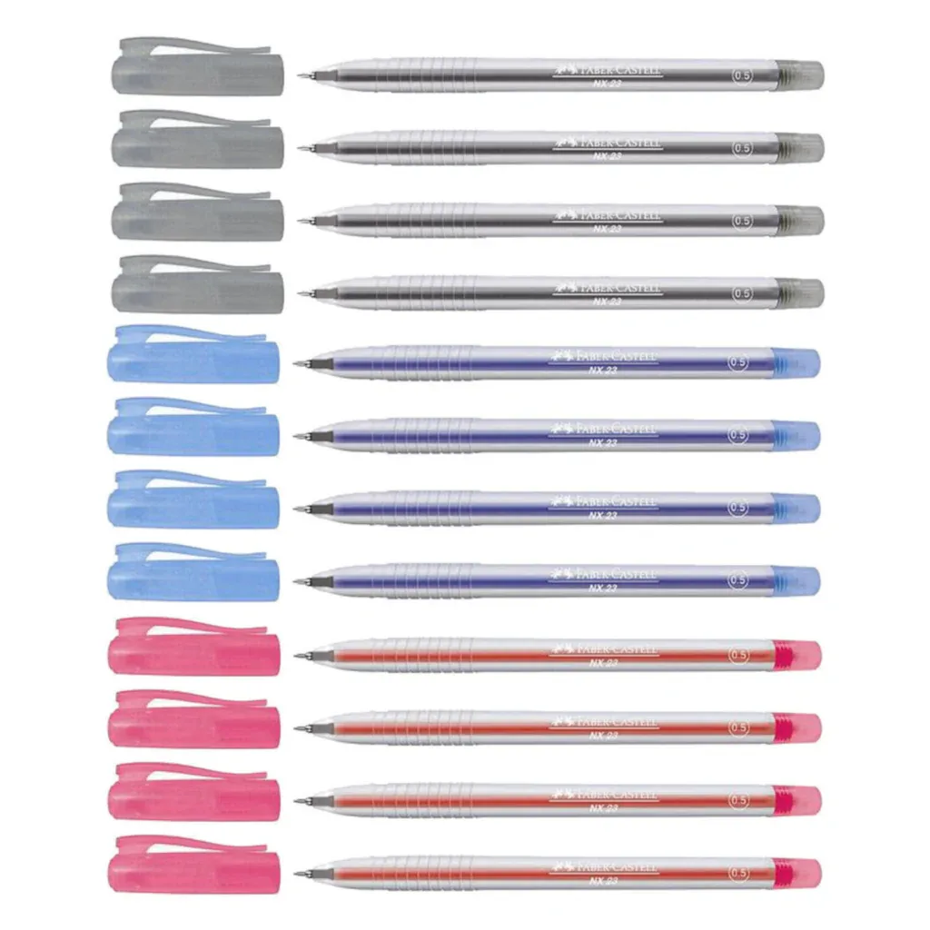 Faber Castell NX 23 Ball Pen / Faber-Castell Pen / Ball Point Pen / Warna Ink : Hitam / Biru / Merah # Line Width : 0.5mm / 0.7mm / 1.0mm # Frosted Design # Smooth Writing # Water Resistance # RS2728 ( KTT : 1 Kotak @ 50 Batang )