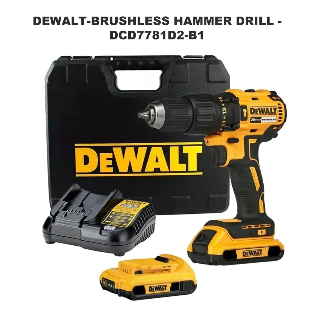 DEWALT 20V DREAMLINER BRUSHLESS HAMMER DRILL (DCD7781D2-B1) [2.0AHX2+CHARGER]