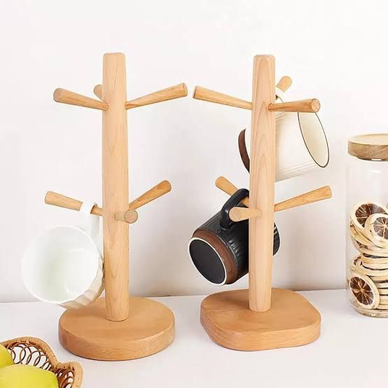 OEM 6 HOOKS WOODEN MUG HOLDER