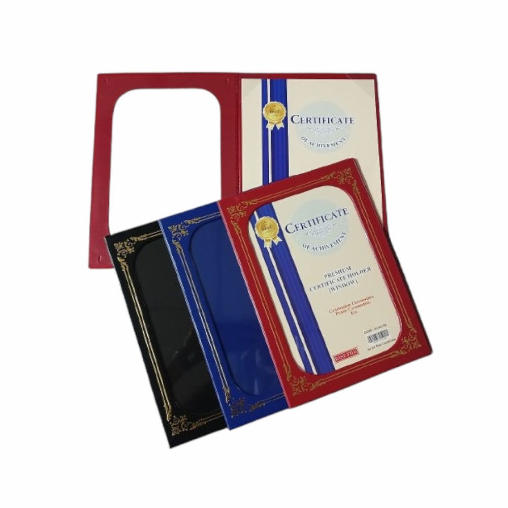 Certificate Folder with PVC Window and Gold Stamping Frame - A4 Size - soft