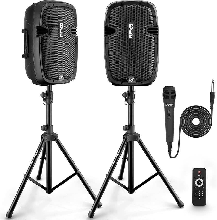 Portable Speaker Pa system 1000W 18 inchs with wheel + 2 wireless mic