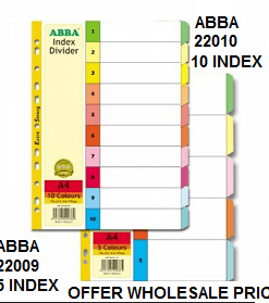 OCHA ENTERPRISE A4 COLOUR INDEX DIVIDER/SEPARATER (ALL TYPE)