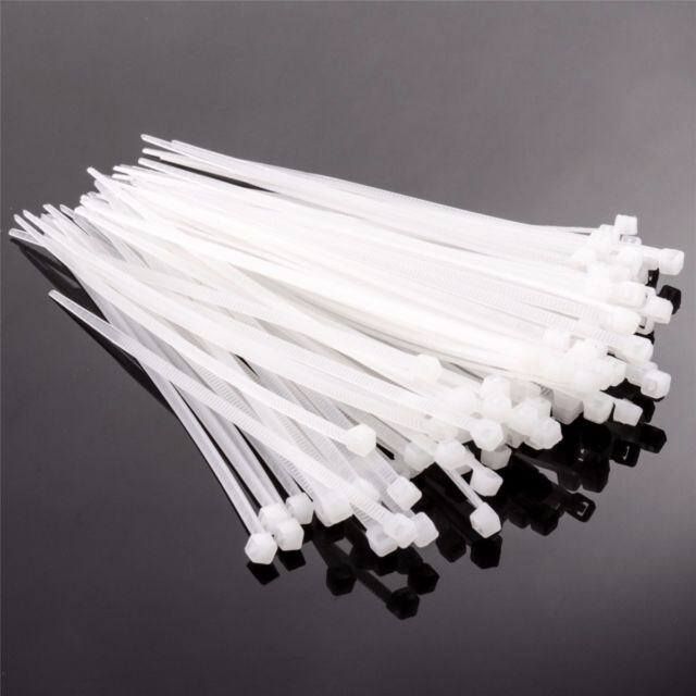 QP PVC CABLE TIE WHITE 10FT (250MM) 100PCS