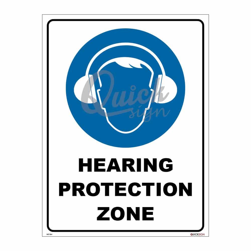 NO HEARING PROTECTION ZONE SIGN/ SIGNBOARD/ HIGH IMPACT PVC