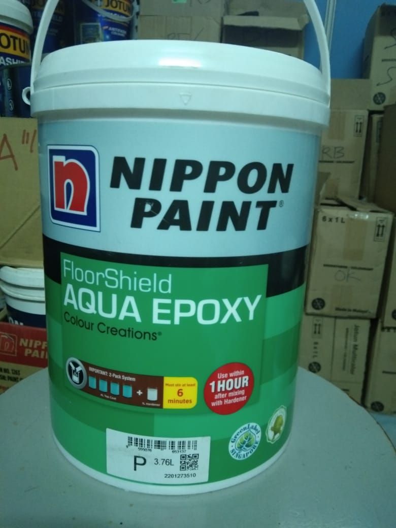 NIPPON EXOPY PAINT FLOOR SHIELD AQUA EPOXY (5LITER) - (COLOUR: LIGHT GREY 1457)