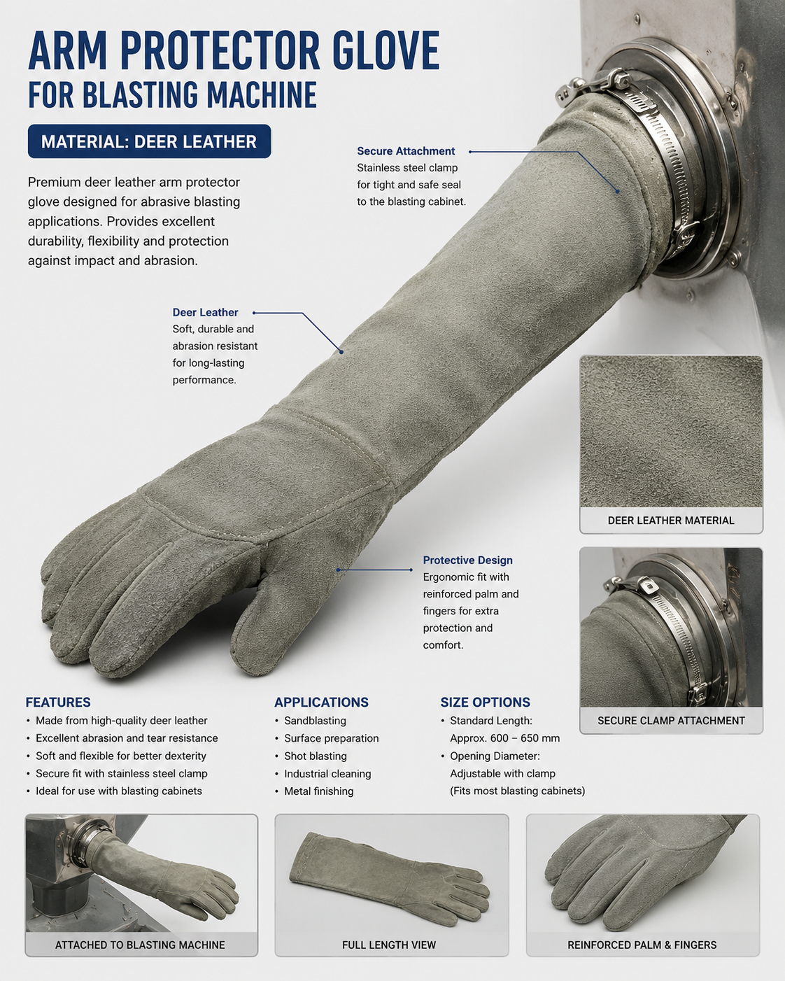 Arm Protector Leather Glove for Blasting Machine
