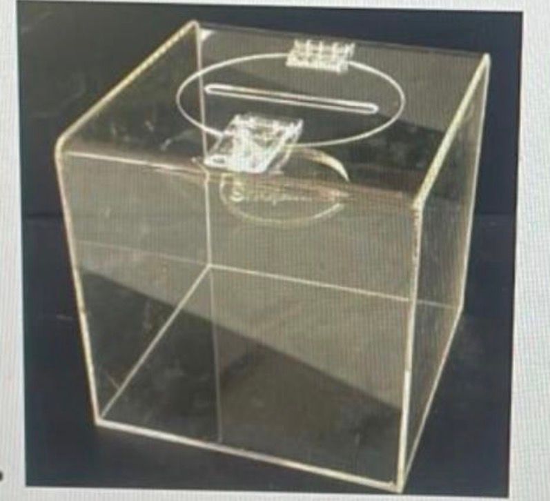 ACRYLIC DONATION BOX SIZE : 26cm X 26cm X 26cm