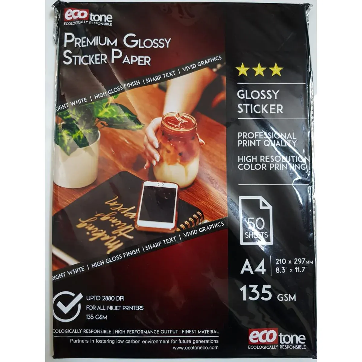 Glossy sticker paper A4 135gsm (1pack)