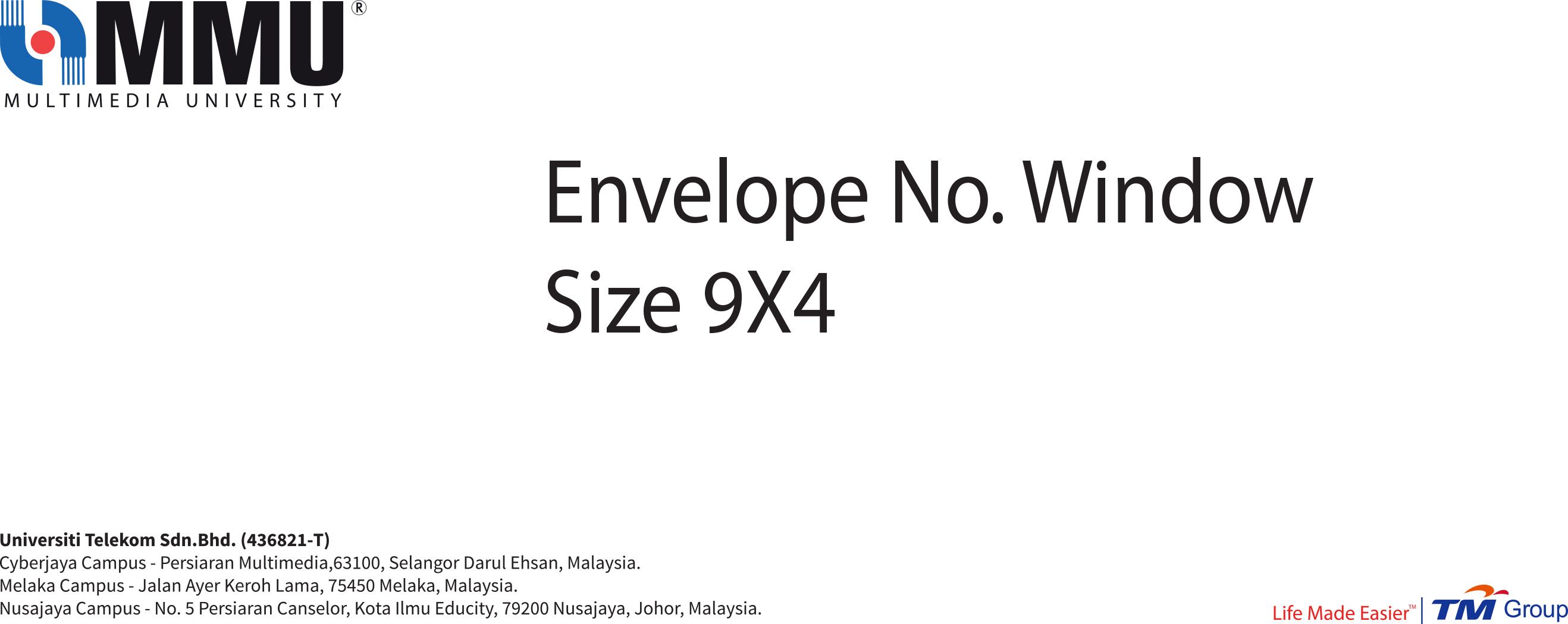 MMU Envelope No. Window 9 x 4 MOQ 3000 pieces