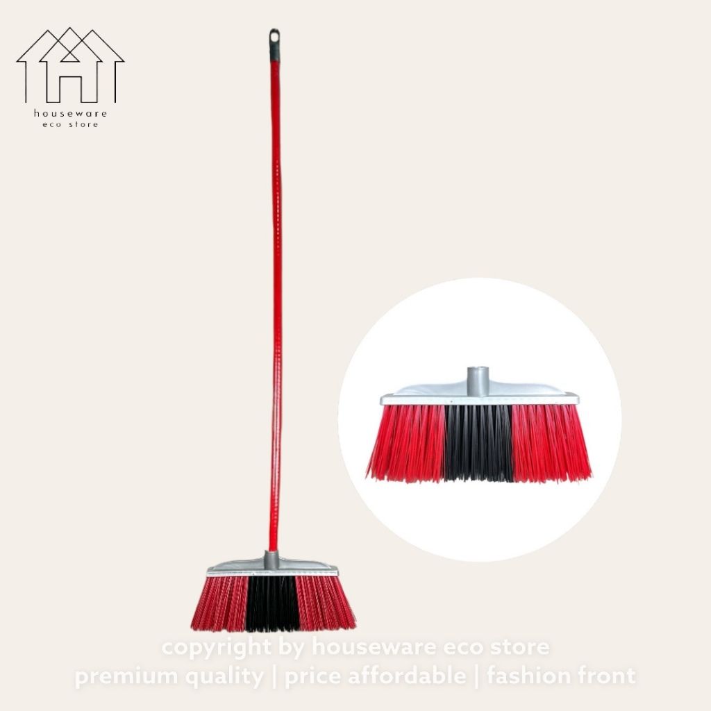 Nylon Broom With Handle / Cleaning Broom Sweeper / Penyapu Lantai /Penyapu Plastik / Plastik Bulu Keras